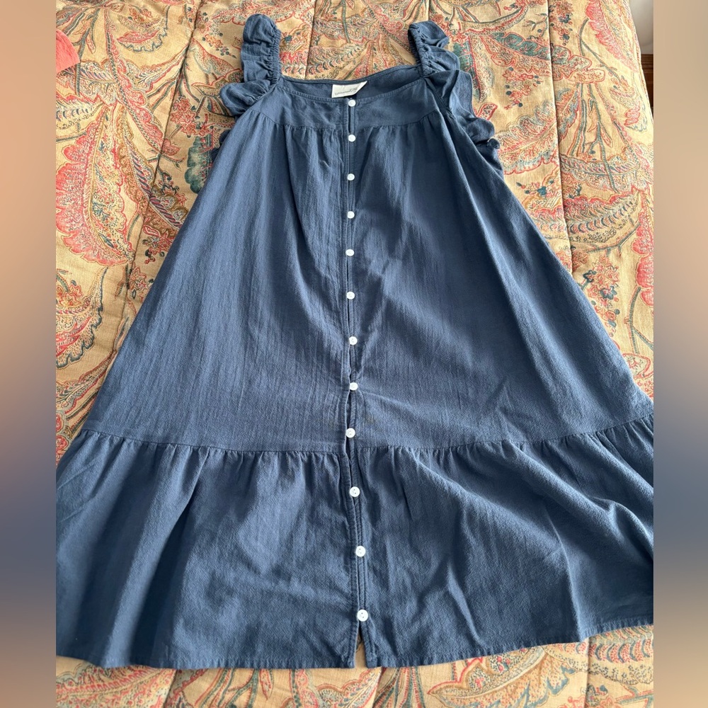 Universal Thread Flutter Ruffle Sleeveless Button Down Navy Blue Dress NWOT!